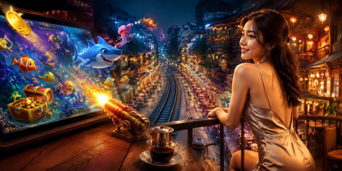 Người dùng Hà Nội ngồi quán cà phê xem thông tin giao dịch và trò chơi trên màn hình máy tính