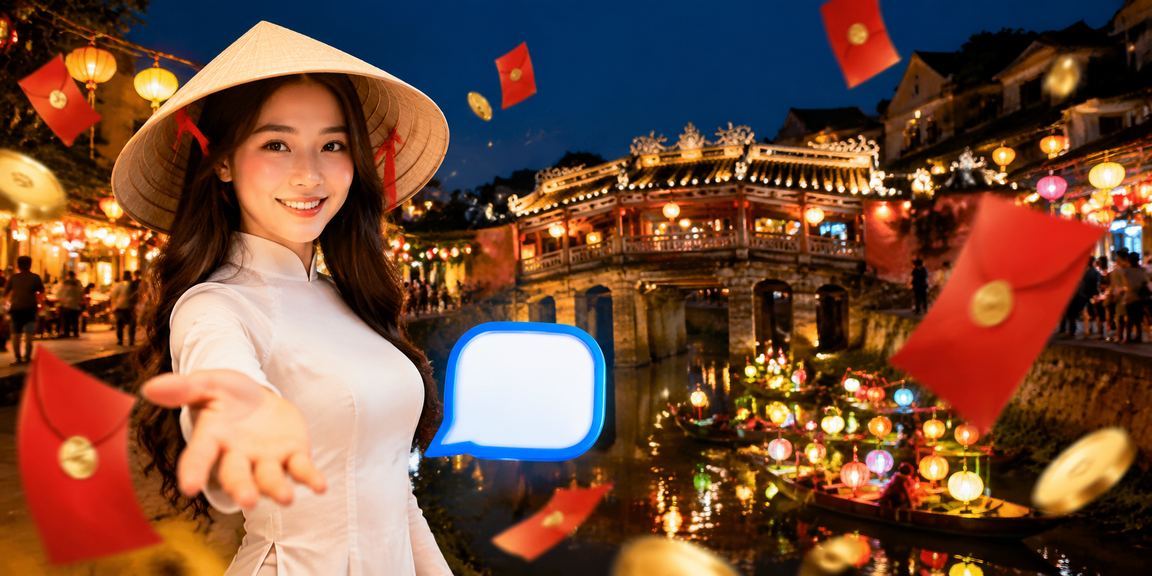 Người dùng Hội An kiểm tra giao dịch tài chính trên ứng dụng điện thoại buổi tối