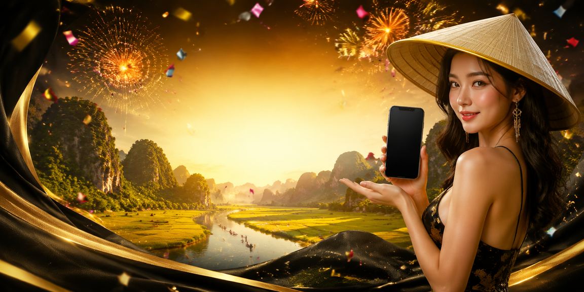 Minh họa nạp tiền và nhận thưởng với hình ảnh nón lá truyền thống Ninh Bình